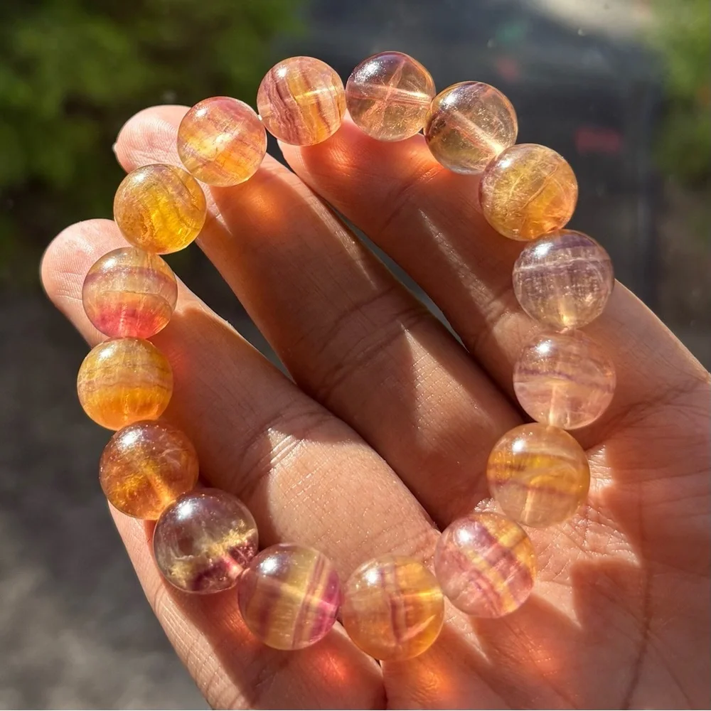 HQ Banded Fluorite Crystal Bracelet 13mm - Picture 7 of 13